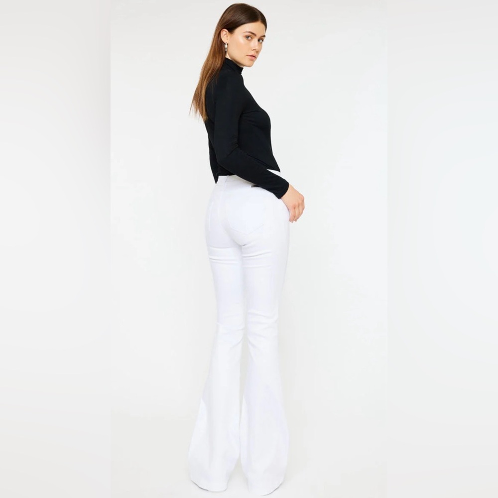 White Flare Jeans Mid Rise - Picture 3 of 7